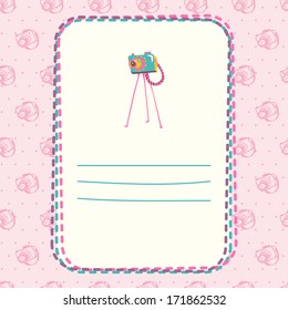 Old vintage camera. Vector illustration card in hipster style. Template for design of cards and invitations.