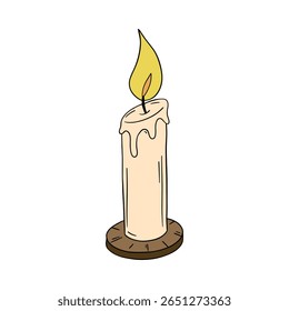 Velha e vintage cera de vela fogo luz com efeito derretido. Coleção de elementos de arte romântica, acolhedora, espiritual, aniversário, aniversário ou Halloween 