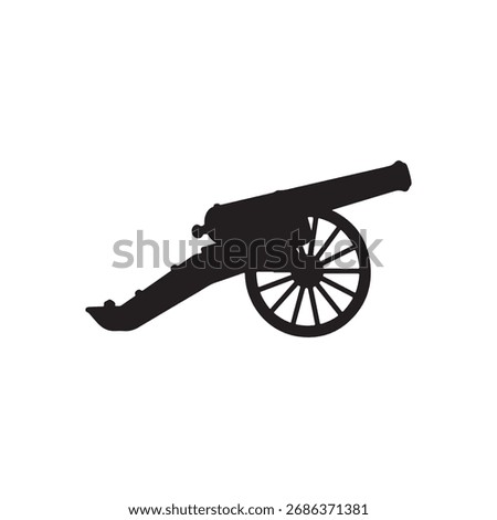 Old vintage cannon silhouette vector icon flat illustration design 