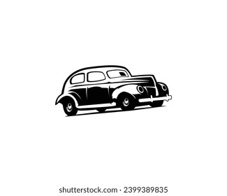 old vintage car of 1932s isolated white background side view. best for logos, badges, emblems, icons, available in eps 10.