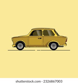 Old Vintage Car, Flat Illustration Art