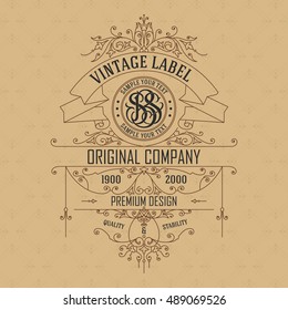 Old vintage card with floral ornament - vector