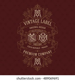 Old vintage card with floral ornament - vector