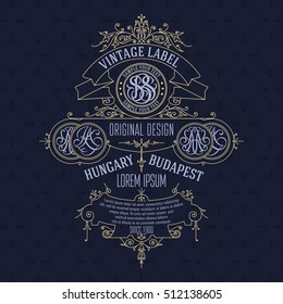 Old vintage card with floral ornament - vector