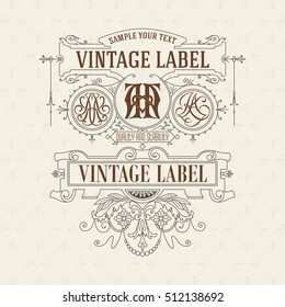 Old vintage card with floral ornament - vector