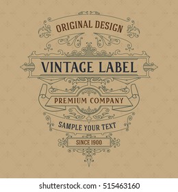 Old vintage card with floral ornament - vector