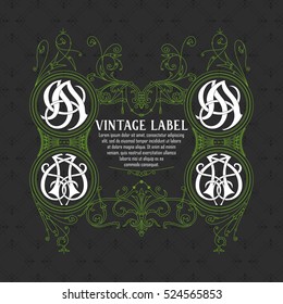 Old vintage card with floral ornament - vector