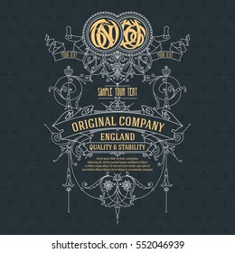 Old vintage card with floral ornament - vector