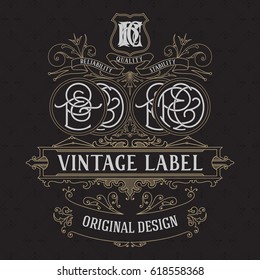 Old vintage card with floral ornament - vector