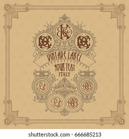 Old vintage card with floral ornament - vector