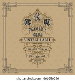 Old vintage card with floral ornament - vector
