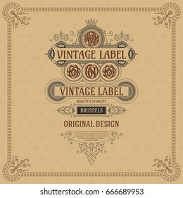 Old vintage card with floral ornament - vector