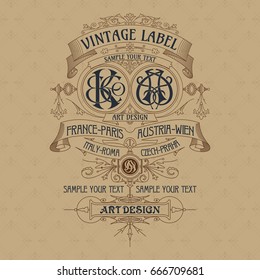 Old vintage card with floral ornament - vector