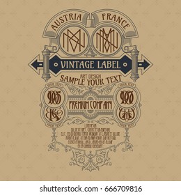 Old vintage card with floral ornament - vector