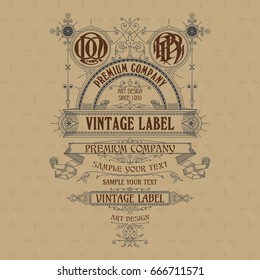 Old vintage card with floral ornament - vector