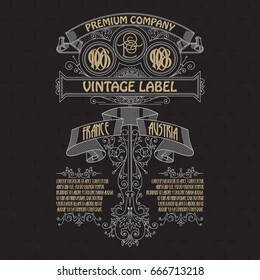 Old vintage card with floral ornament - vector