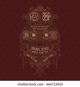 Old vintage card with floral ornament - vector