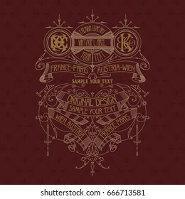 Old vintage card with floral ornament - vector