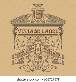 Old vintage card with floral ornament - vector