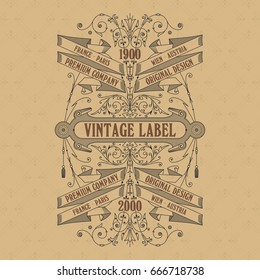 Old vintage card with floral ornament - vector