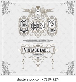 Old vintage card with floral ornament - vector