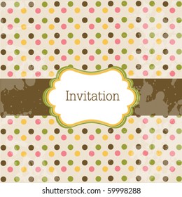 Old  vintage card with polka dot design