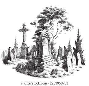 Tombstone Graveyard Sketch Hand Drawn in Doodle Style Vector Illustratio  Stock Illustration - Illustration of sketch, graveyard: 268361714
