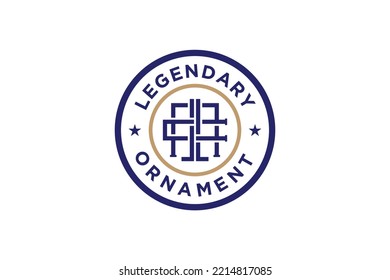 Old vintage classic logo design letter initial clothing label emblem rounded shape icon symbol