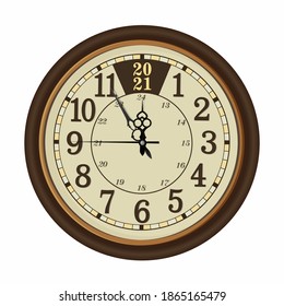 Alte Vintage-Uhr, Gesicht einzeln auf weißem Hintergrund, Vektorgrafik.