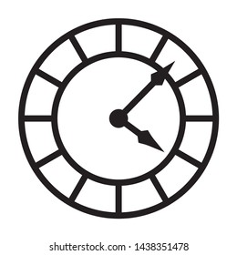 Old vintage clock face line art vector icon for apps and websites