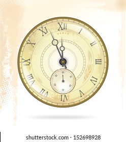 Old vintage clock face, vector illustration