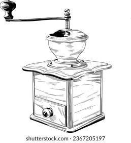 Old vintage coffee grinder illustration