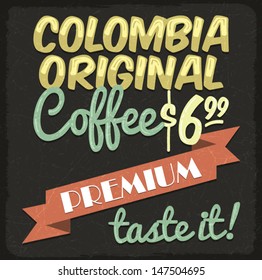 Old vintage coffee poster, retro style, design elements, vector illustration