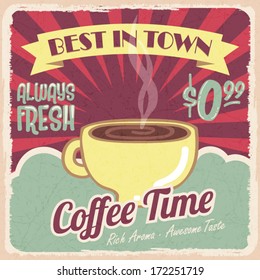 Old vintage coffee poster, retro style, design elements, vector illustration