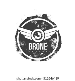 Old vintage drone logo isolated on white background