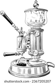 old vintage espresso machine illustration