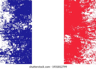 Old vintage flag of France.