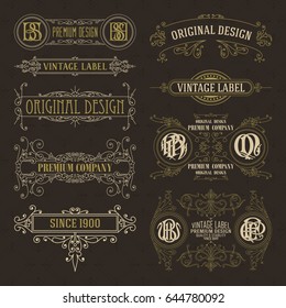 Old vintage floral elements - ribbons, monograms, stripes, lines, angles,border, frame,label, logo - vectors