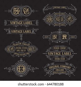 Old vintage floral elements - ribbons, monograms, stripes, lines, angles,border, frame,label, logo - vectors