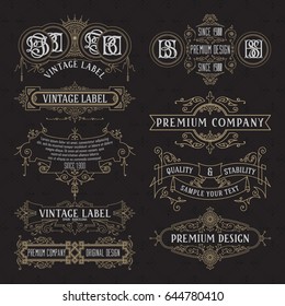 Old vintage floral elements - ribbons, monograms, stripes, lines, angles,border, frame,label, logo - vectors