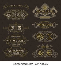 Old vintage floral elements - ribbons, monograms, stripes, lines, angles,border, frame,label, logo - vectors