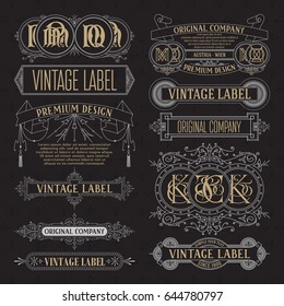 Old vintage floral elements - ribbons, monograms, stripes, lines, angles,border, frame,label, logo - vectors