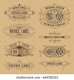 Old vintage floral elements - ribbons, monograms, stripes, lines, angles,border, frame,label, logo - vectors