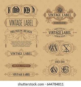 Old vintage floral elements - ribbons, monograms, stripes, lines, angles,border, frame,label, logo - vectors