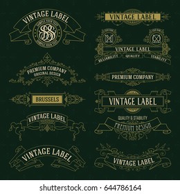 Old vintage floral elements - ribbons, monograms, stripes, lines, angles,border, frame,label, logo - vectors