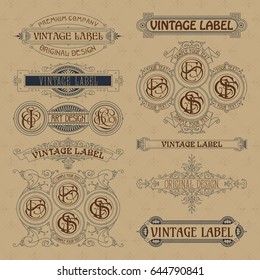 Old vintage floral elements - ribbons, monograms, stripes, lines, angles,border, frame,label, logo - vectors
