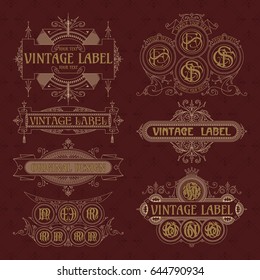 Old vintage floral elements - ribbons, monograms, stripes, lines, angles,border, frame,label, logo - vectors