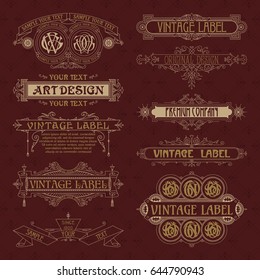 Old vintage floral elements - ribbons, monograms, stripes, lines, angles,border, frame,label, logo - vectors
