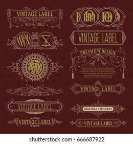 Old vintage floral elements - ribbons, monograms, stripes, lines, angles,border, frame,label, logo - vectors