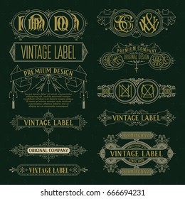 Old vintage floral elements - ribbons, monograms, stripes, lines, angles,border, frame,label, logo - vectors